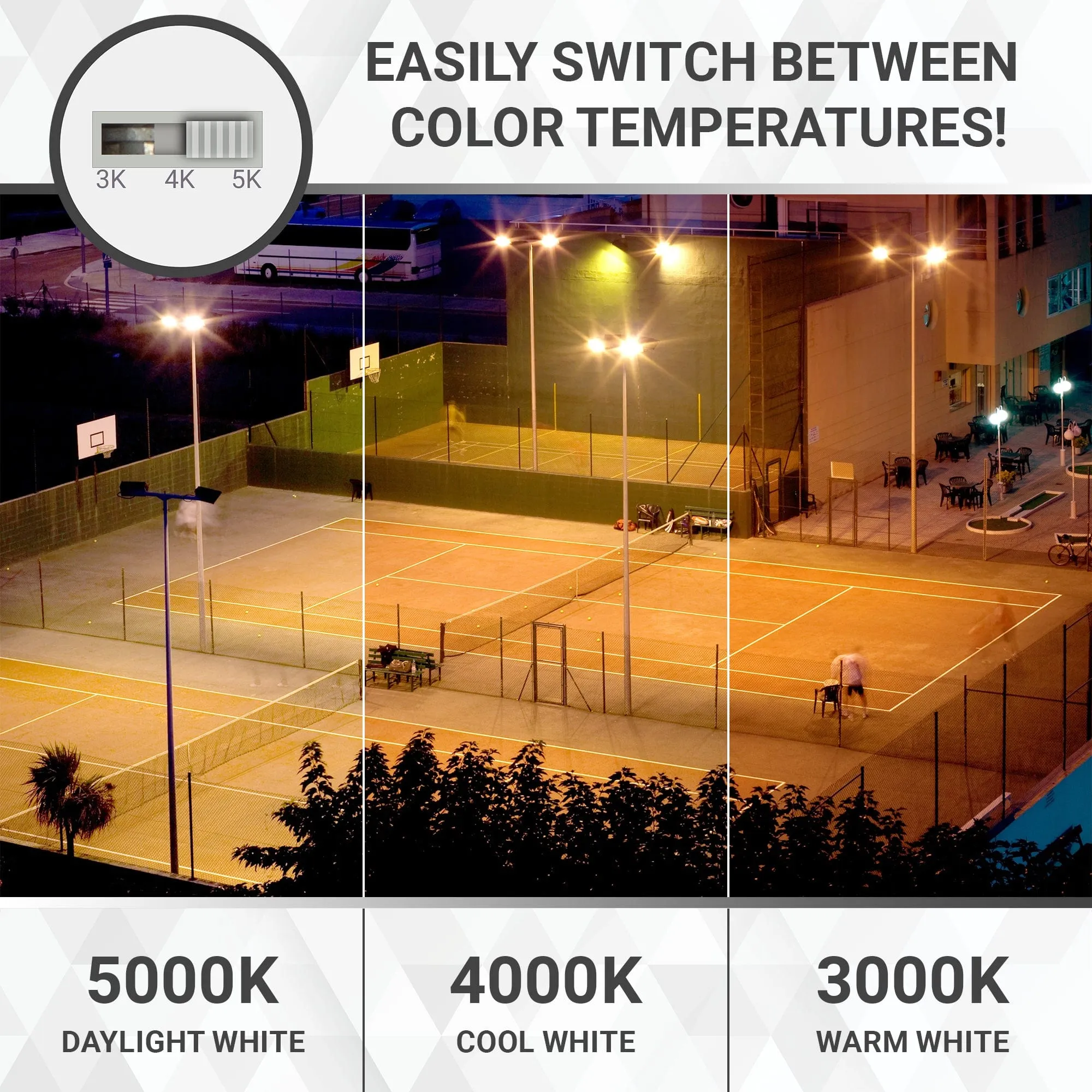 150W/120W/80W LED Area Light With Direct Mount - 3K/4K/5K CCT - 100-277VAC