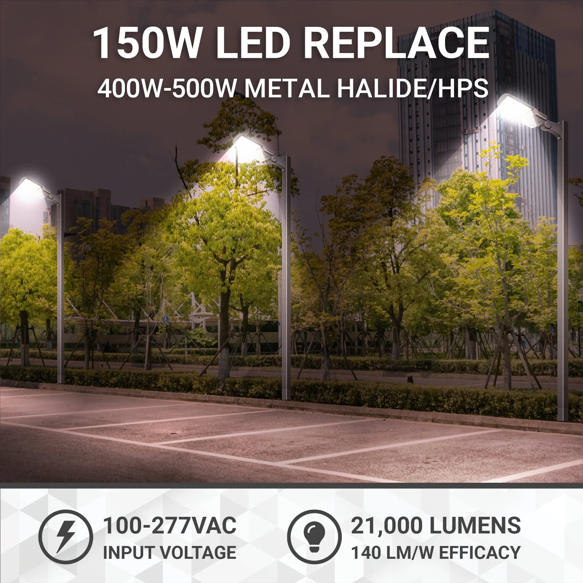 150W/120W/80W LED Area Light With Direct Mount - 3K/4K/5K CCT - 100-277VAC