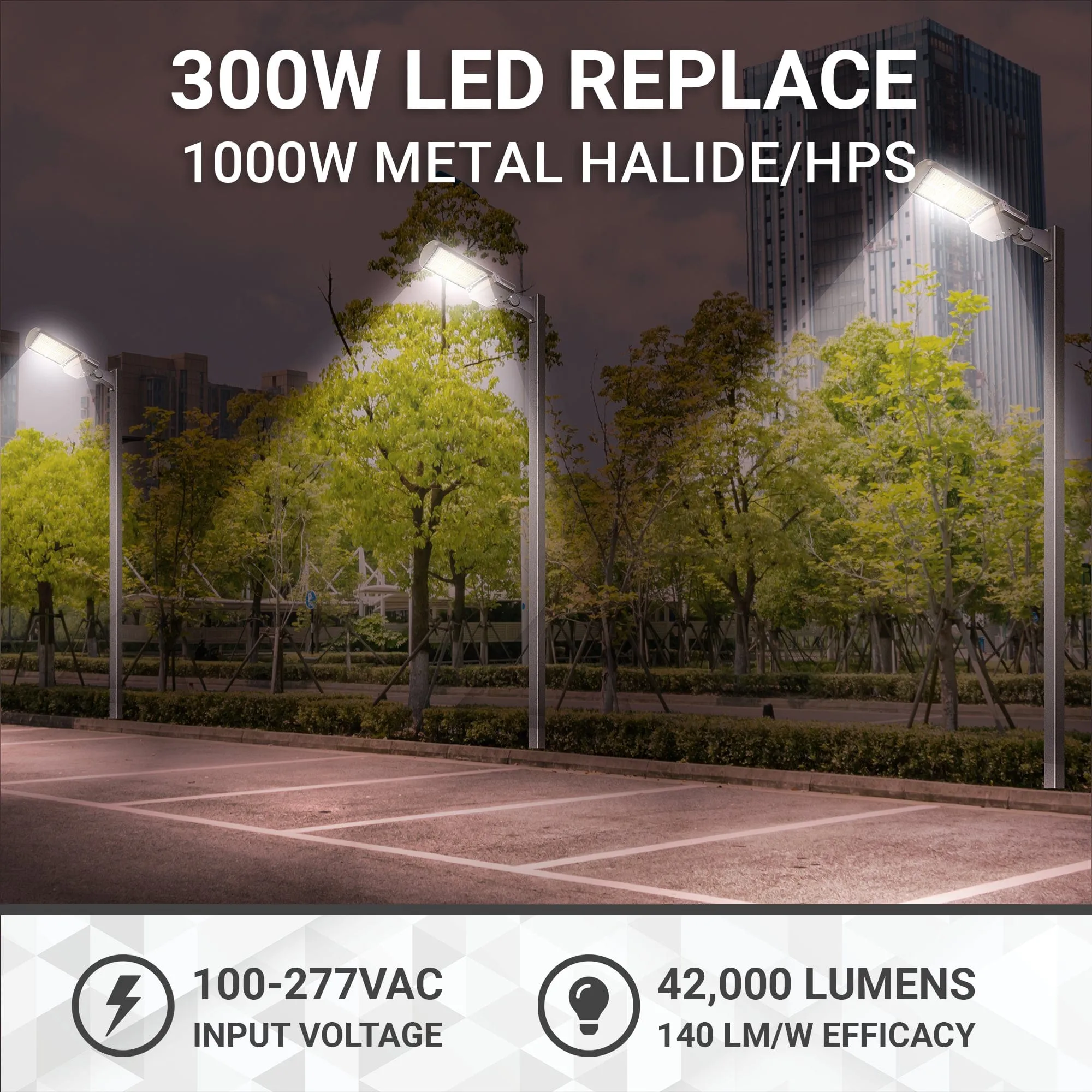 300W/240W/200W LED Area Light With Direct Mount - 3K/4K/5K CCT - 100-277VAC
