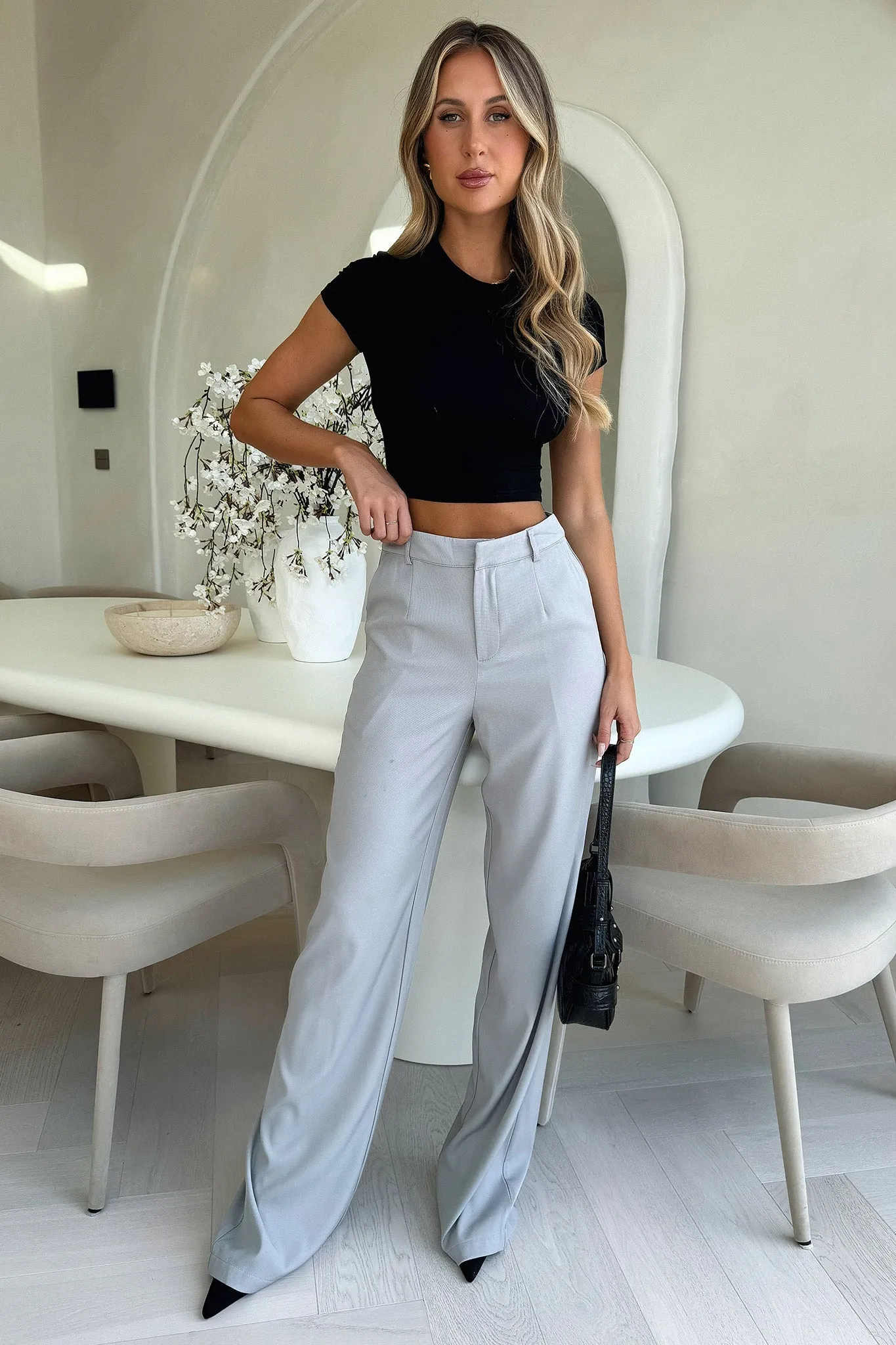 Alaric High Rise Pants - Grey Tall