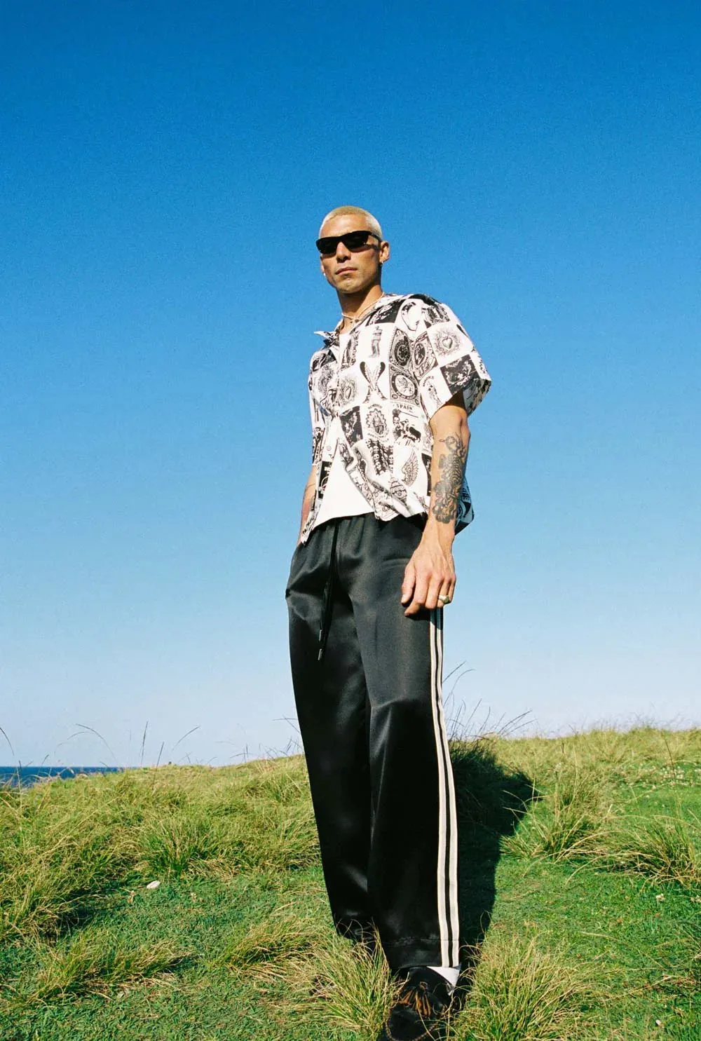 Black & Grey "Stripe" Satin Vacay Pants