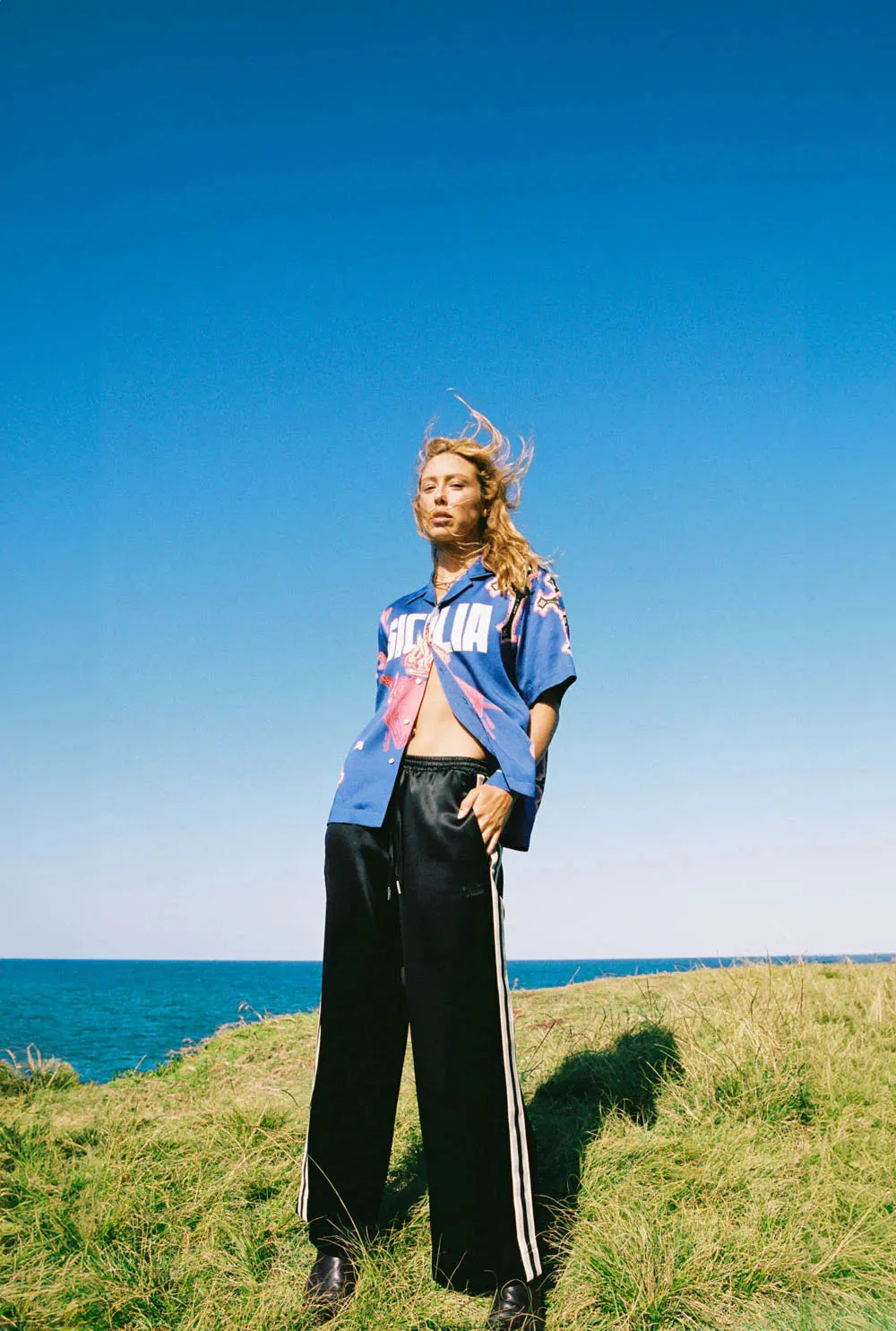 Black & Grey "Stripe" Satin Vacay Pants