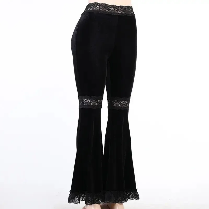 Dark Gothic Lace Flare Pants