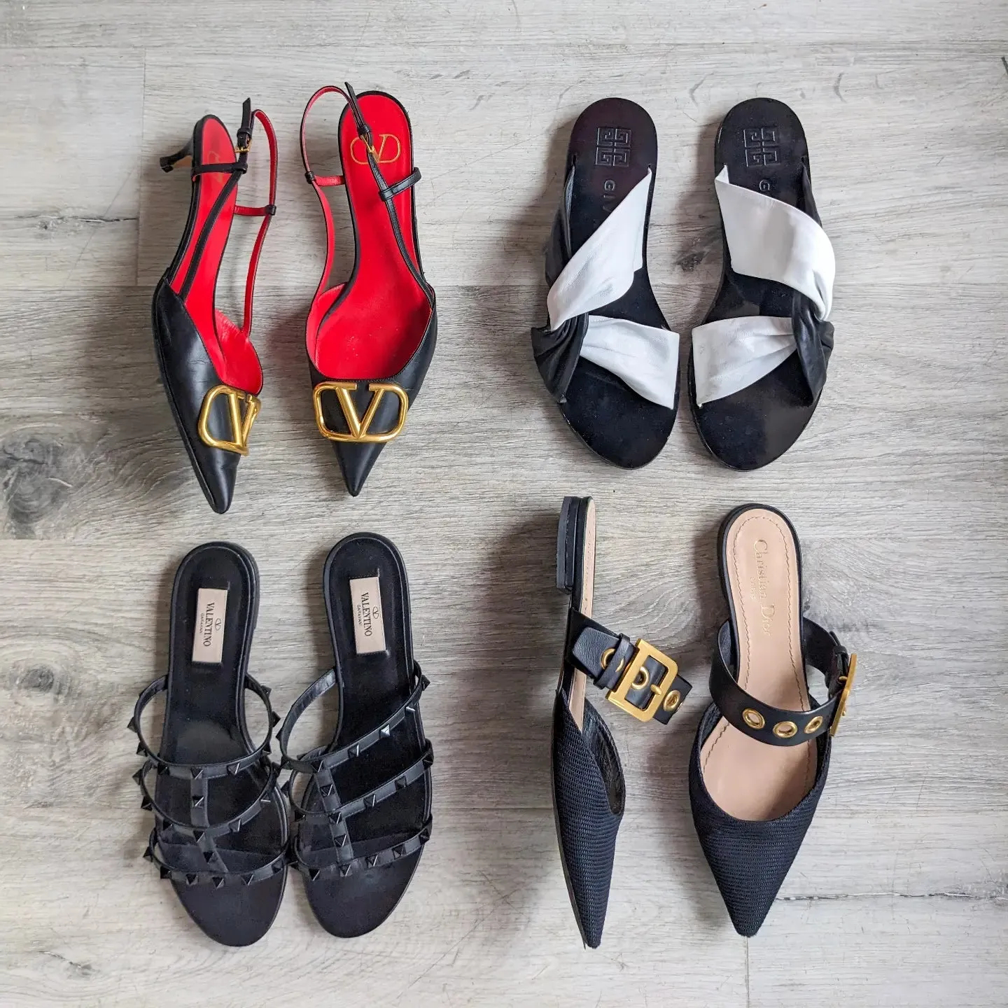 Dior D-Dior Black Technical Fabric and Leather Flat Mules - 39