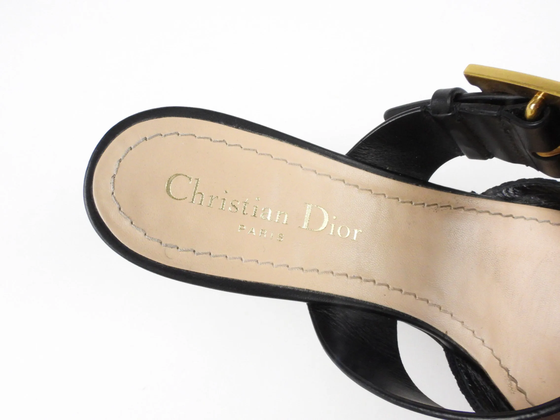 Dior D-Dior Black Technical Fabric and Leather Flat Mules - 39