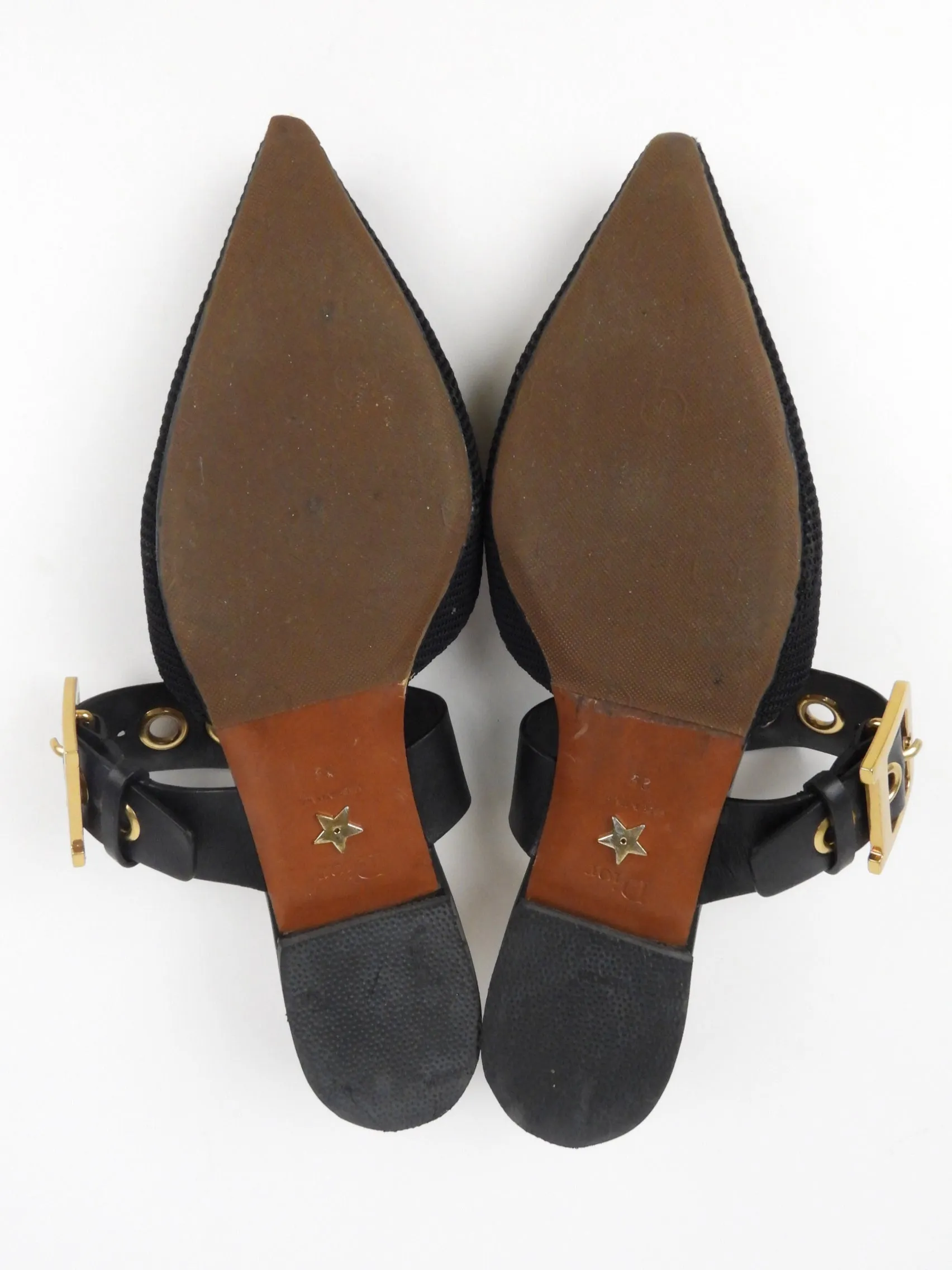 Dior D-Dior Black Technical Fabric and Leather Flat Mules - 39