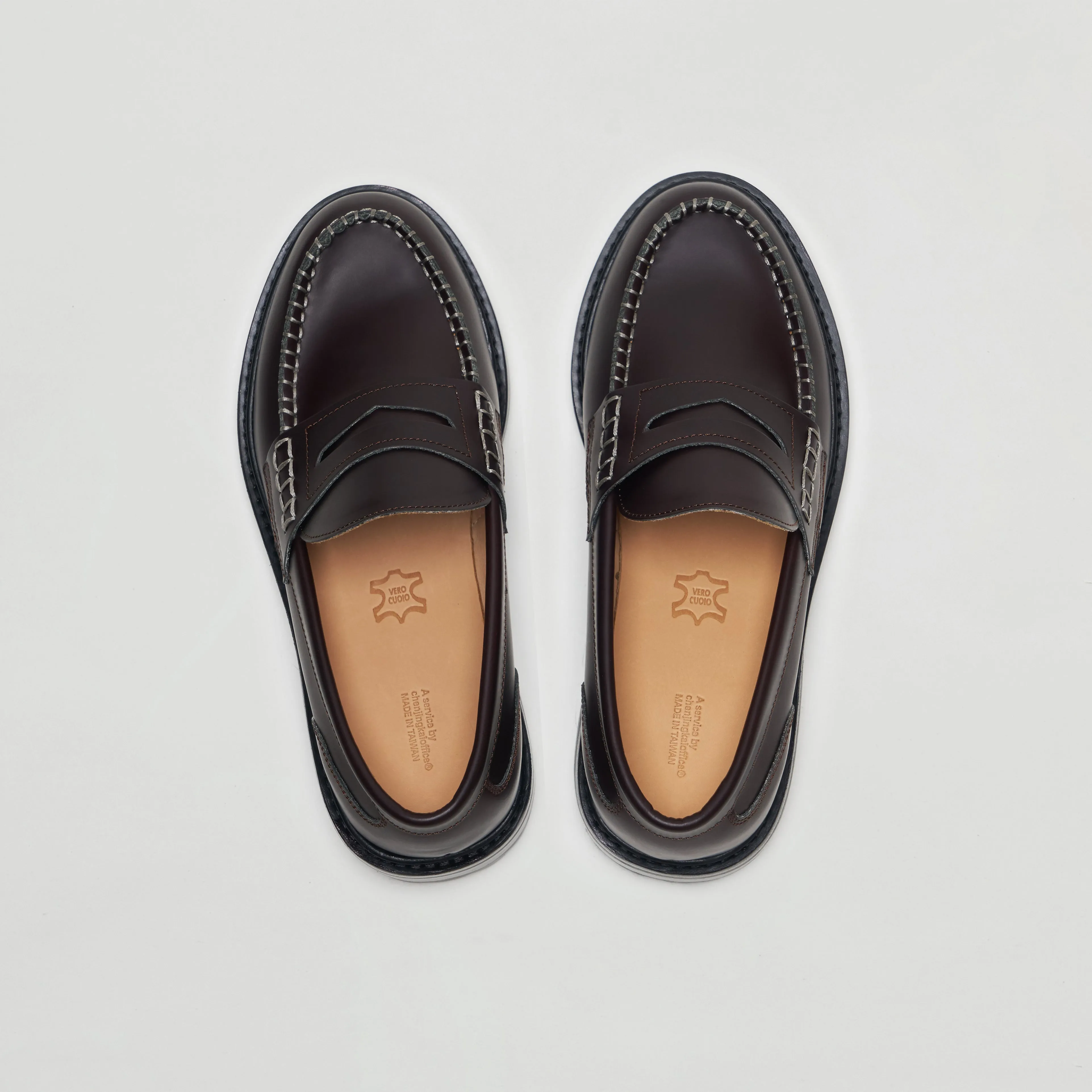 Plain Loafer Shoes (brown / commando sole)