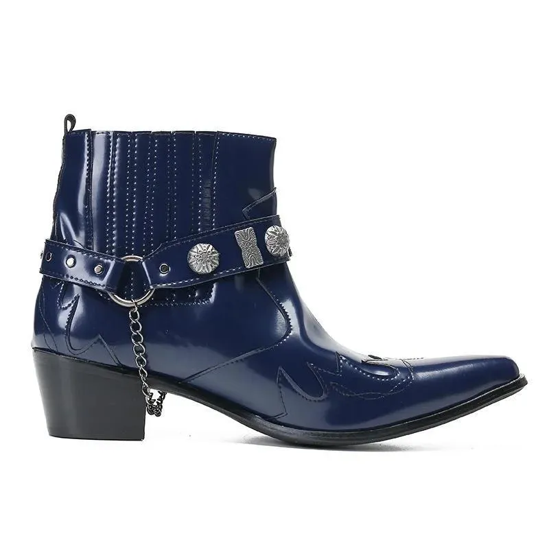 T-buckle Pointed Toe Men's Chelsea Boots