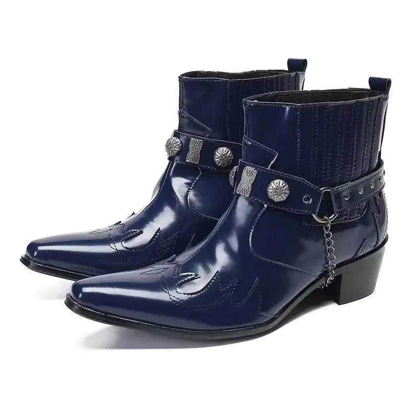T-buckle Pointed Toe Men's Chelsea Boots