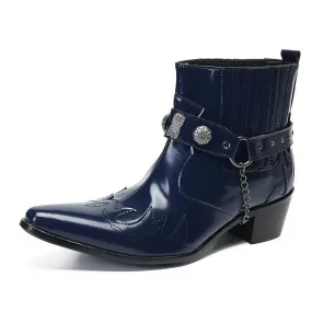 T-buckle Pointed Toe Men's Chelsea Boots