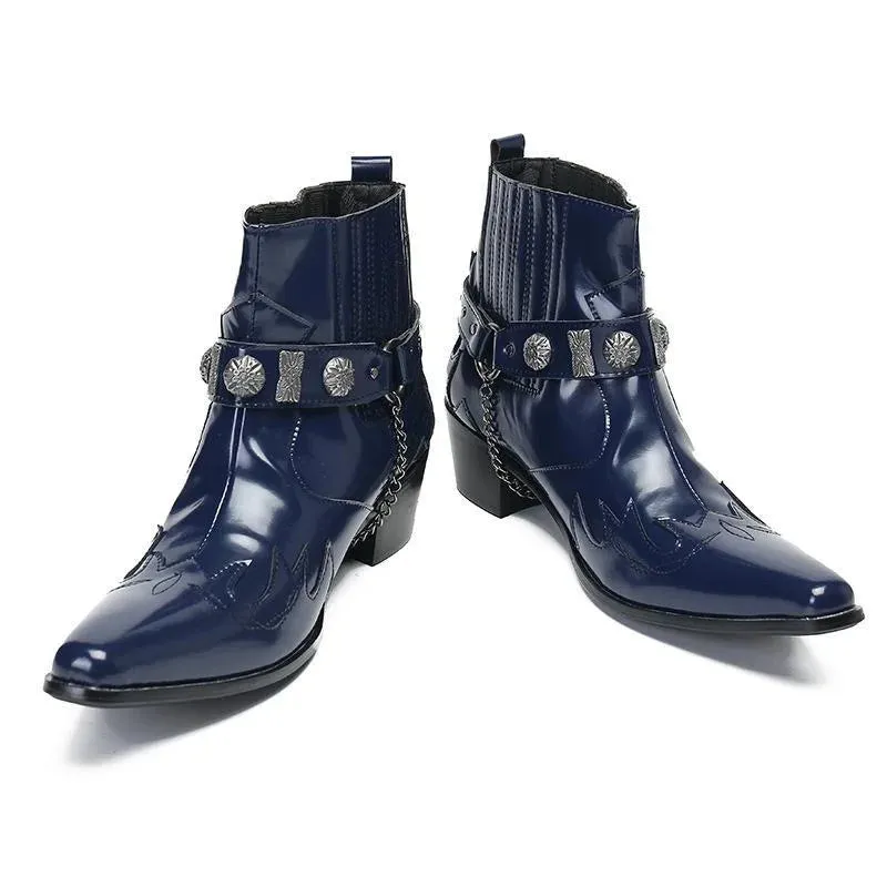 T-buckle Pointed Toe Men's Chelsea Boots