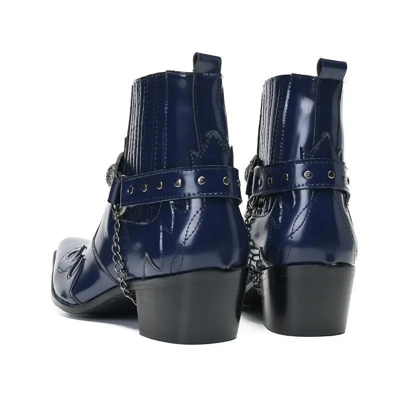 T-buckle Pointed Toe Men's Chelsea Boots