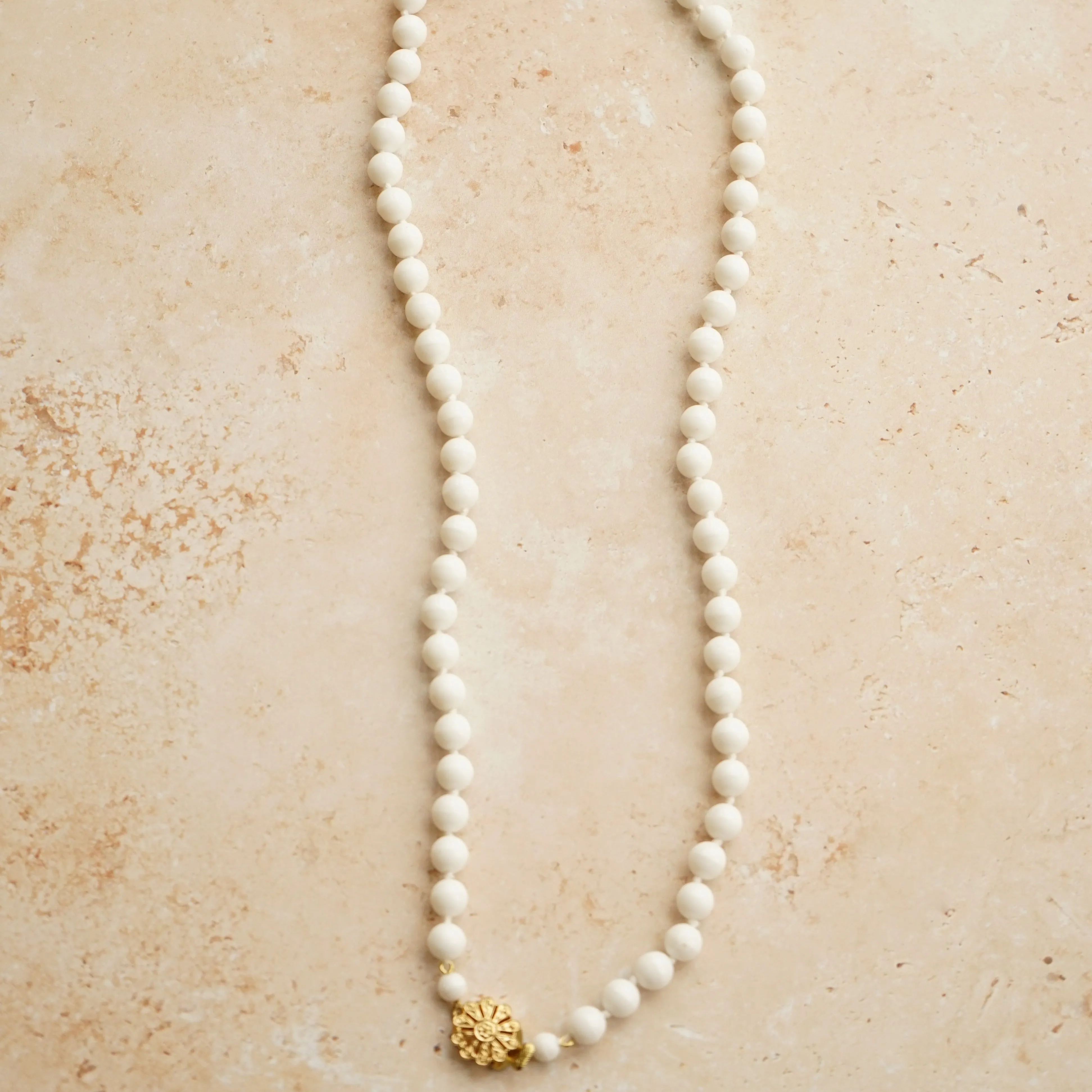 Vintage Bead & Floral Clasp Necklace