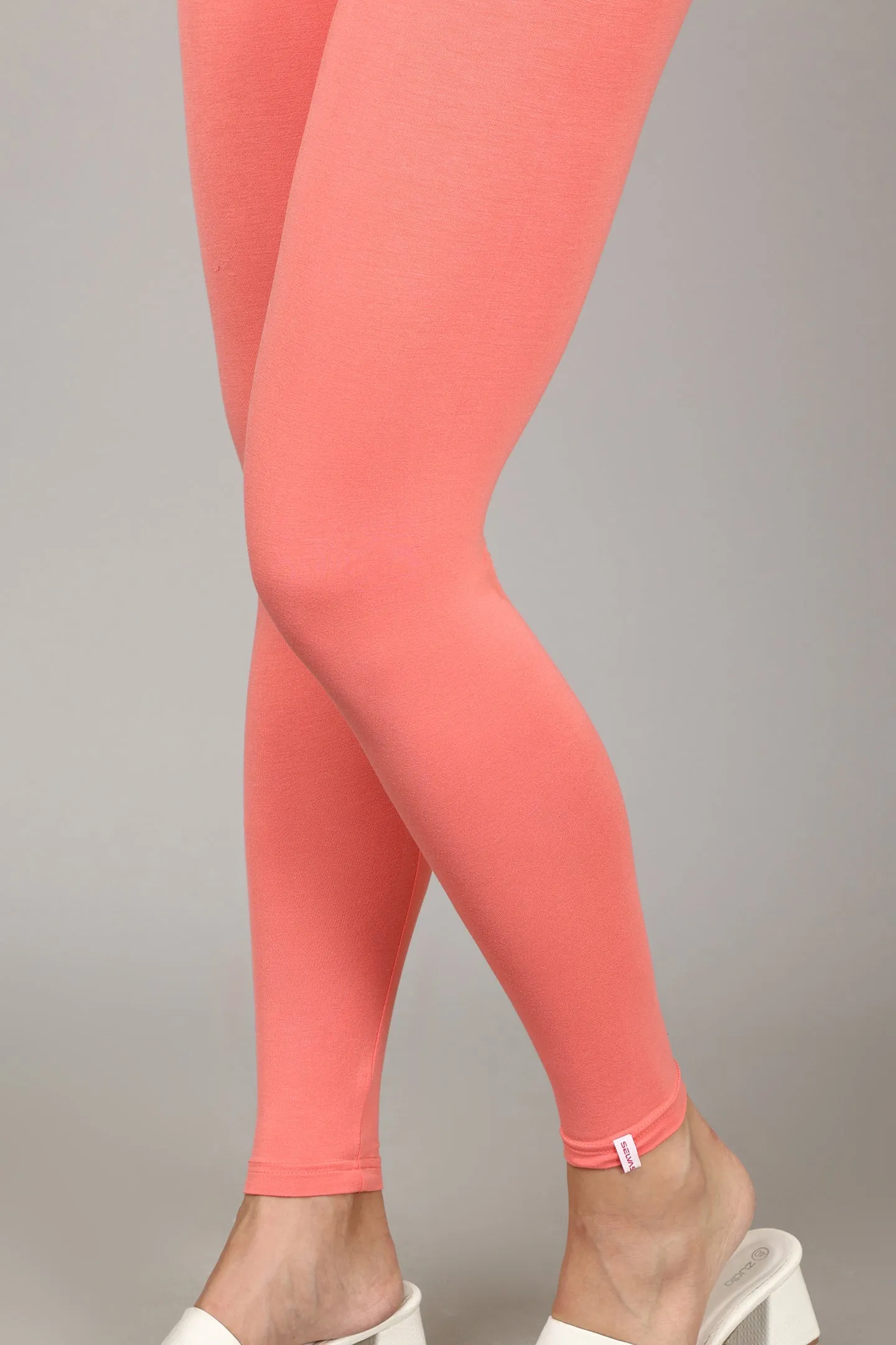 VISCOSE ANKLE LEGGINGS - PEACH