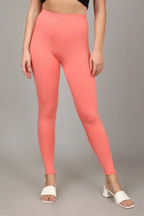 VISCOSE ANKLE LEGGINGS - PEACH