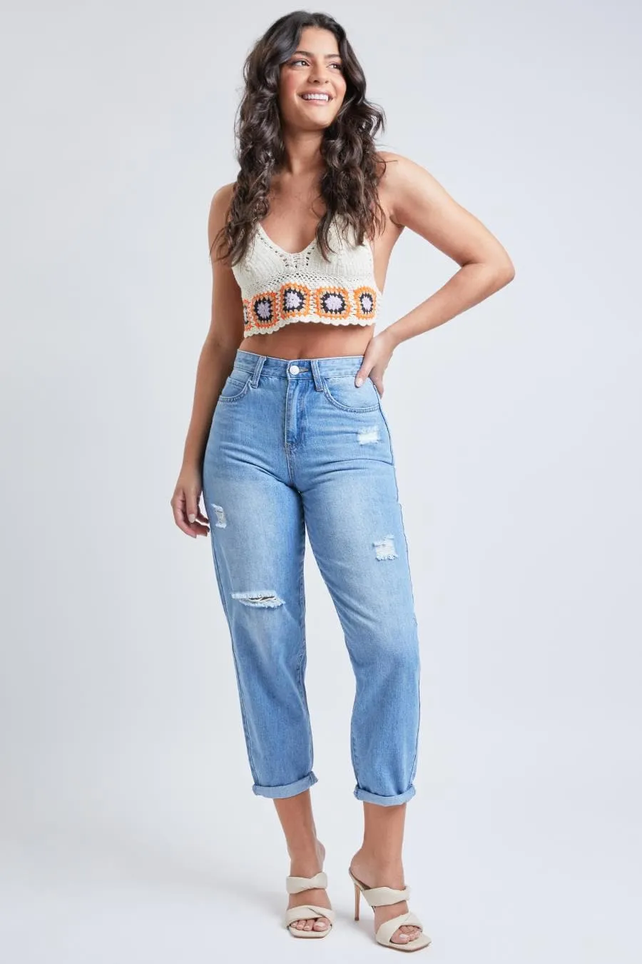 Women's Dream Balloon Fit Rolled Cuff Ankle Jeans-Sale